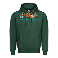 Sports Green peace love teach Zipper Hoodie - NancyCooperArtShop