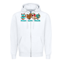 White peace love teach Zipper Hoodie - NancyCooperArtShop