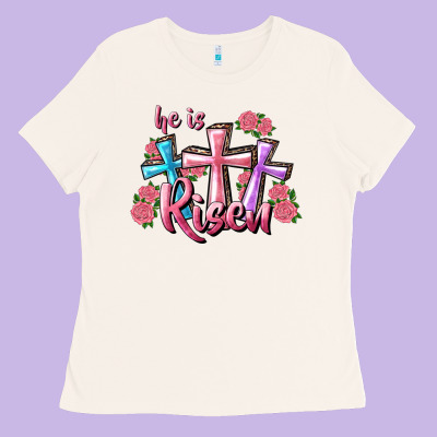Ladies Tee He Is Risen Cross