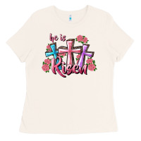 Bone He Is Risen Cross Ladies Tee - RanaPortraitStore