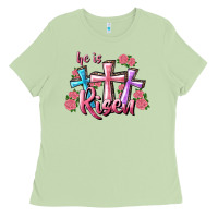 Matcha He Is Risen Cross Ladies Tee - RanaPortraitStore
