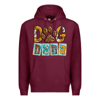 Burgundy Dog Nana with Paw Premium Hoodie - texasbilliewilder