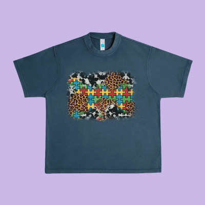 Autism Awareness Leopard Cowhide Background Urban Heavy Tee Designed By Artiststas