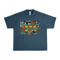 Midnight Navy autism awareness leopard cowhide background Urban Heavy Tee - Artiststas