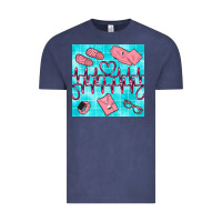 Vintage Denim nurse heart beat seamless pattern Vintage Tee - BundleAndBundleShop