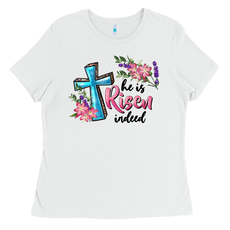 He Is Risen Indeed Cross And Flowers Ladies Tee by RanaPortraitStore | Teevron