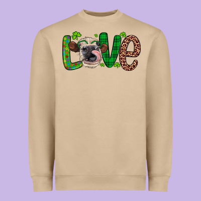 Western St. Patrick's Day Love Cow Heavyweight Sweatshirt Designed By Artiststas