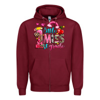 Burgundy little miss first grade Zipper Hoodie - NancyCooperArtShop