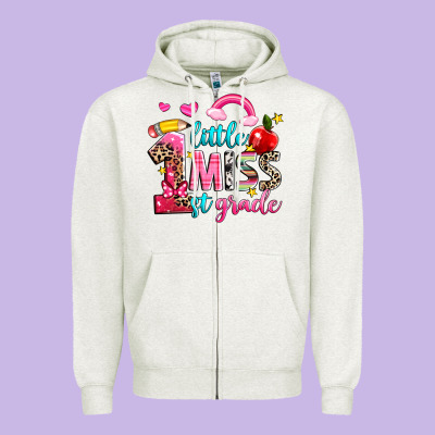 Little Miss First Grade Zipper Hoodie Designed By Nancycooperartshop