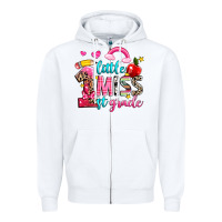 White little miss first grade Zipper Hoodie - NancyCooperArtShop
