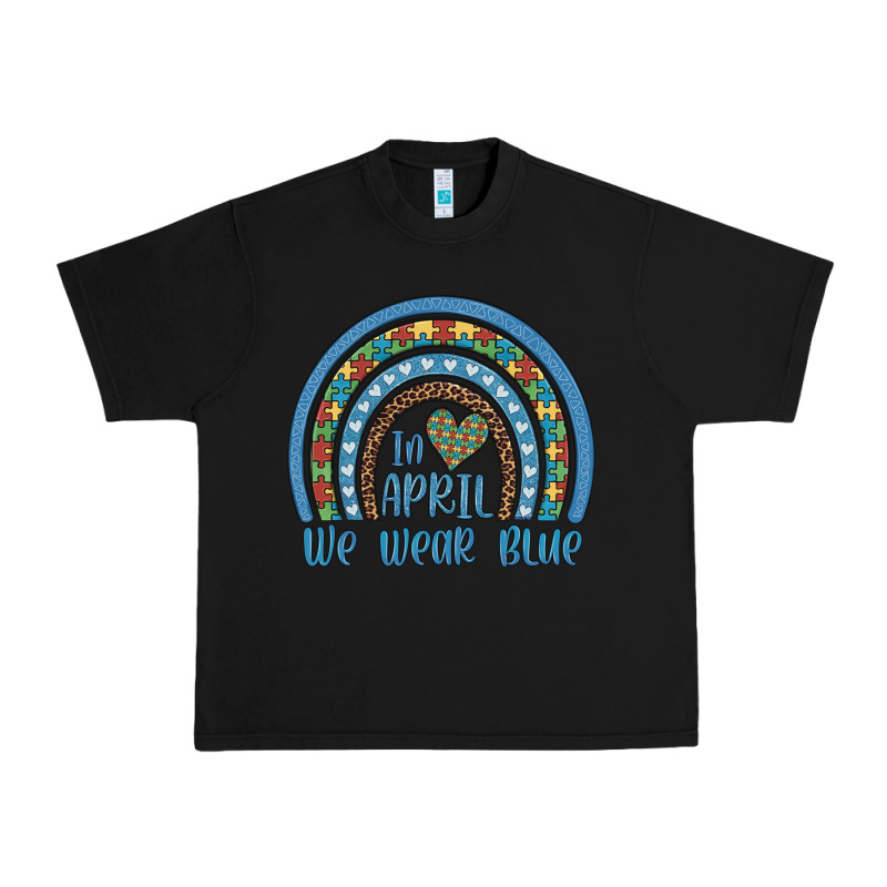 In April We Wear Blue Autism Awareness Leopard Rainbow Urban Heavy Tee by Artiststas | Teevron