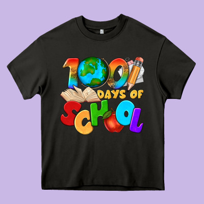 100 Days Of School Heavy Core Tee Designed By Texasbilliewilder