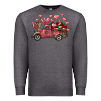 Charcoal Heather love truck with roses and leopard Premium Sweatshirt - RanaPortraitStore