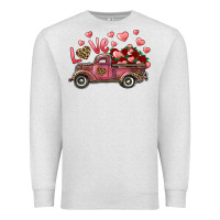 Oatmeal Heather love truck with roses and leopard Premium Sweatshirt - RanaPortraitStore