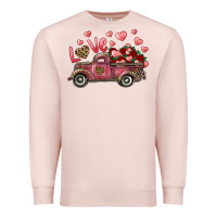 Pale Pink love truck with roses and leopard Premium Sweatshirt - RanaPortraitStore
