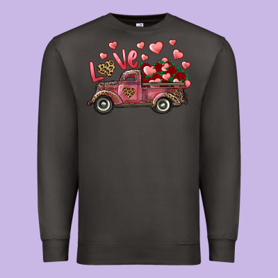 Love Truck With Roses And Leopard Premium Sweatshirt Designed By Ranaportraitstore