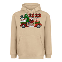 Mushroom happy new year 2022 christmas truck with american flag Heavyweight Hoodie - Jasminsmagicworld