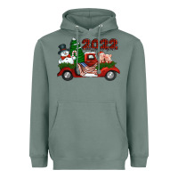 Happy New Year 2022 Christmas Truck With American Flag Heavyweight Hoodie | Teevron