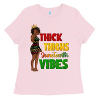 Bubblegum Pink thick thighs juneteenth vibes with afro black woma Ladies Tee - texasbilliewilder