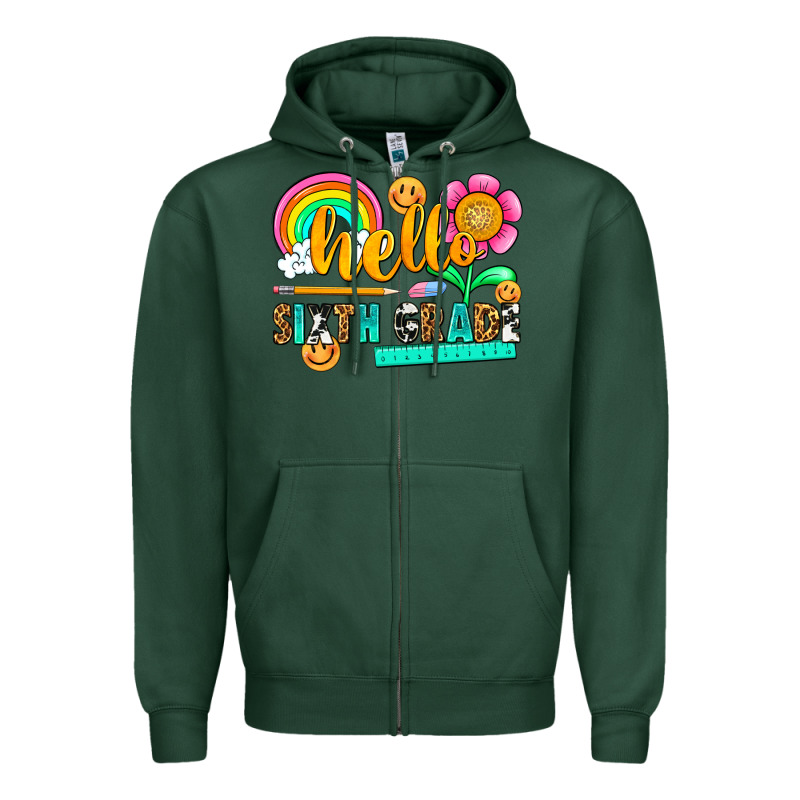 Hello Sixth Grade Zipper Hoodie by NancyCooperArtShop | Teevron