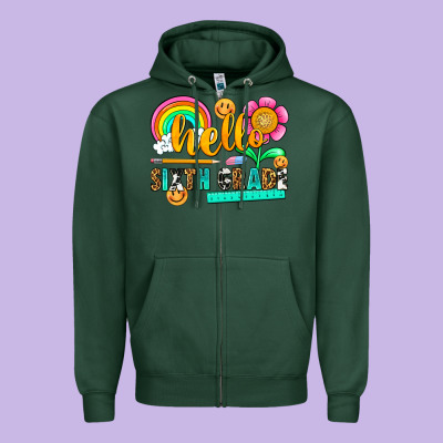 Hello Sixth Grade Zipper Hoodie Designed By Nancycooperartshop