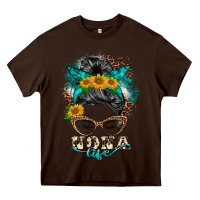 Chocolate Brown nona life messy bun Heavy Core Tee - BarkalooDesign