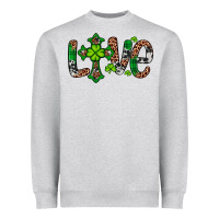Heather Grey Western St. Patrick's Day Love Cross Heavyweight Sweatshirt - Artiststas