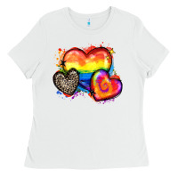 White pride hearts Ladies Tee - Zillion Design Studio