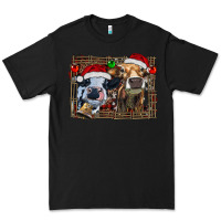 Black christmas heifers with leopard and cowhide background Premium Tee - RanaPortraitStore