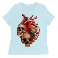 Baby Blue Heart Skulls Ladies Tee - RanaPortraitStore