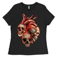 Black Heart Skulls Ladies Tee - RanaPortraitStore