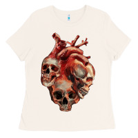 Bone Heart Skulls Ladies Tee - RanaPortraitStore