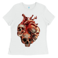 White Heart Skulls Ladies Tee - RanaPortraitStore