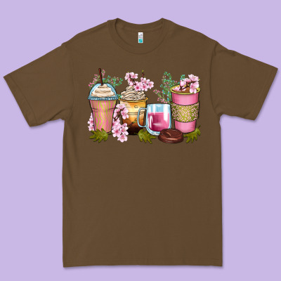 Flowers Coffee Cups Premium Tee Designed By Zillion Design Studio