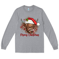 Heather Grey mooey christmas cow Long Sleeve Tee - JahusDesignShop