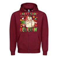 Burgundy don't stop believin' Zipper Hoodie - MaliasSmallBusiness