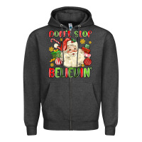 Charcoal Heather don't stop believin' Zipper Hoodie - MaliasSmallBusiness