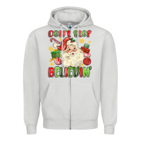 Dove Grey don't stop believin' Zipper Hoodie - MaliasSmallBusiness