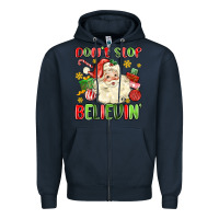 Navy don't stop believin' Zipper Hoodie - MaliasSmallBusiness