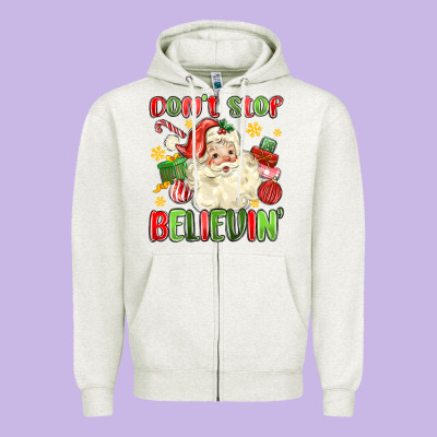 Don't Stop Believin' Zipper Hoodie Designed By Maliassmallbusiness