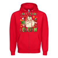 Red don't stop believin' Zipper Hoodie - MaliasSmallBusiness