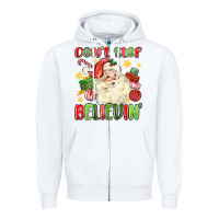 White don't stop believin' Zipper Hoodie - MaliasSmallBusiness