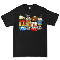 Black cartoon characters coffee cups Premium Tee - Zillion Design Studio