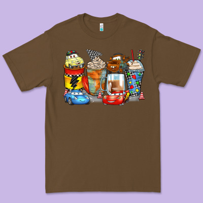 Cartoon Characters Coffee Cups Premium Tee Designed By Zillion Design Studio