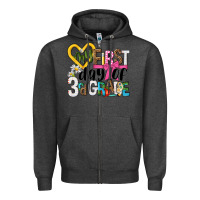 Charcoal Heather my first day of 3rd grade Zipper Hoodie - NancyCooperArtShop