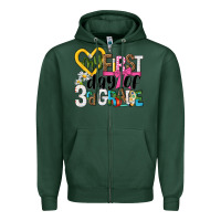 Sports Green my first day of 3rd grade Zipper Hoodie - NancyCooperArtShop