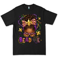 Black bead me mardi gras afro messy bun Premium Tee - texasbilliewilder