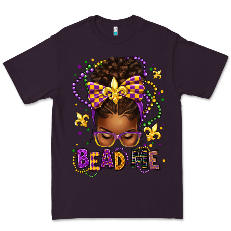 Bead Me Mardi Gras Afro Messy Bun Premium Tee by texasbilliewilder | Teevron