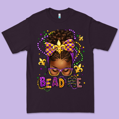 Bead Me Mardi Gras Afro Messy Bun Premium Tee Designed By Texasbilliewilder
