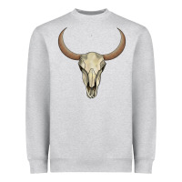 Heather Grey bull skull Heavyweight Sweatshirt - AdoDesignShop